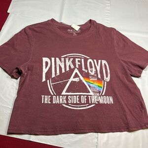 NEW Pink Floyd Crop Top dark side of the moon XL PLUMB purple prism rainbow TOP